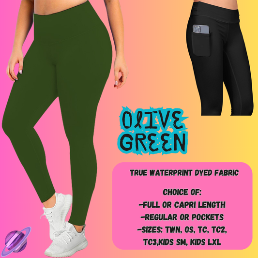 SOLID OLIVE GREEN - SOLIDS RUN - LEGGING/CAPRI PREORDER CLOSING 8/16