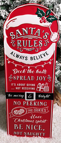 Santa's Rules Sign:  Red