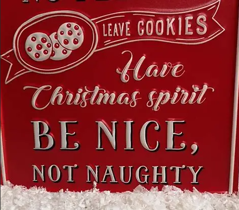Santa's Rules Sign:  Red