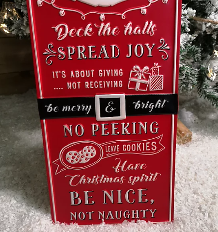 Santa's Rules Sign:  Red
