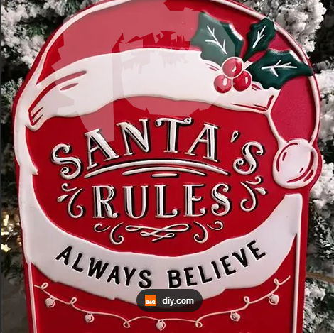 Santa's Rules Sign:  Red