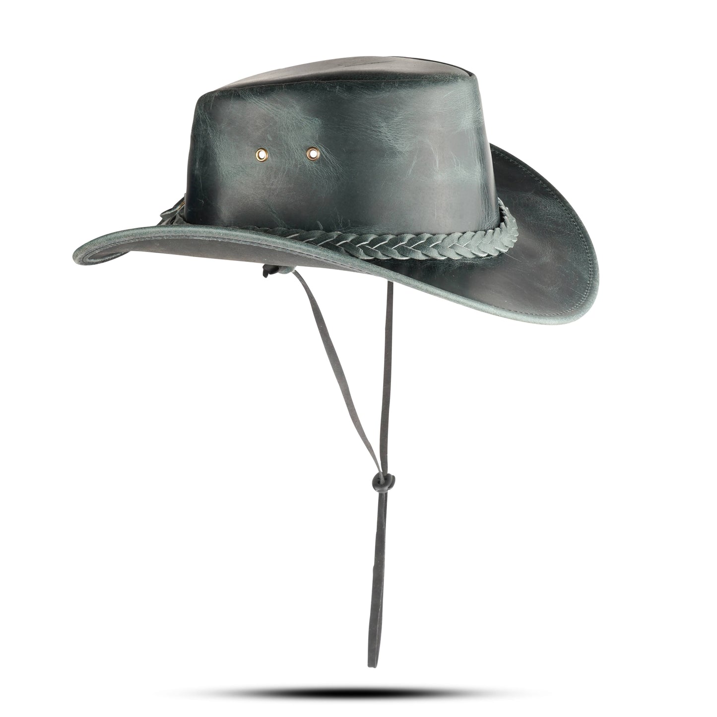 Black Western Leather Outback Cowboy Hat: Unisex, Size: XXL