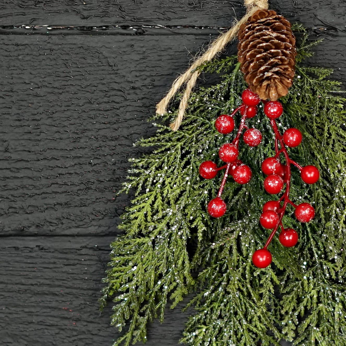 Sparkle Bundle Real Touch Cedar with Red Berries - 16"