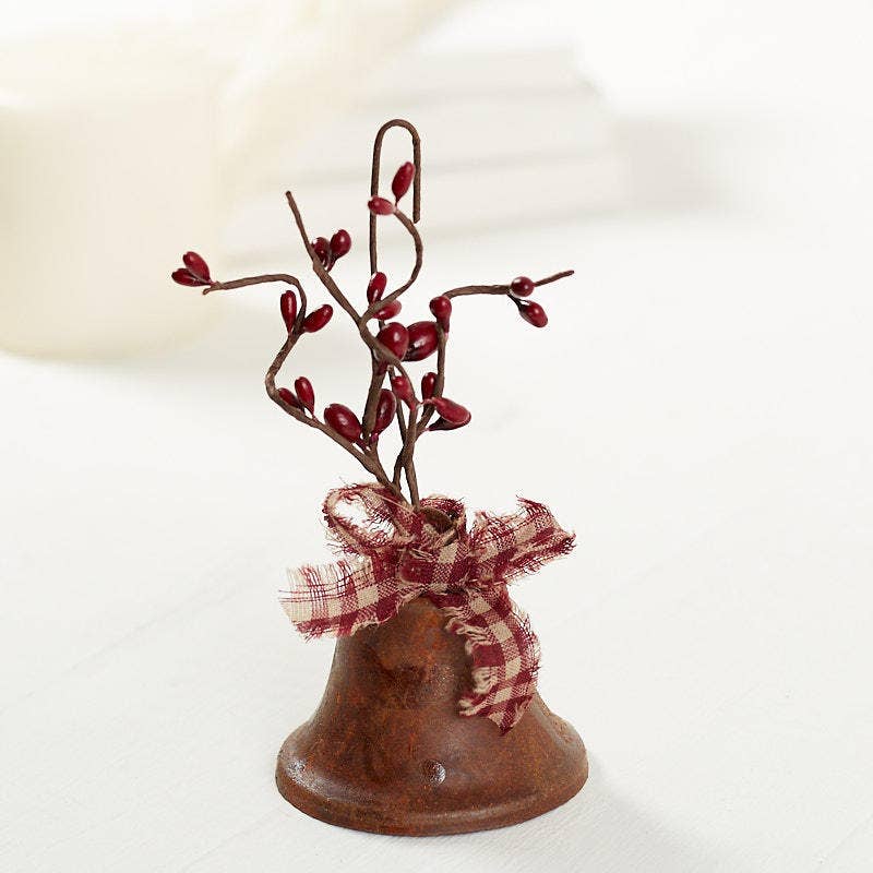 2-1/2" Pre-Decorated Rusty Tin Bell with Pip Berries