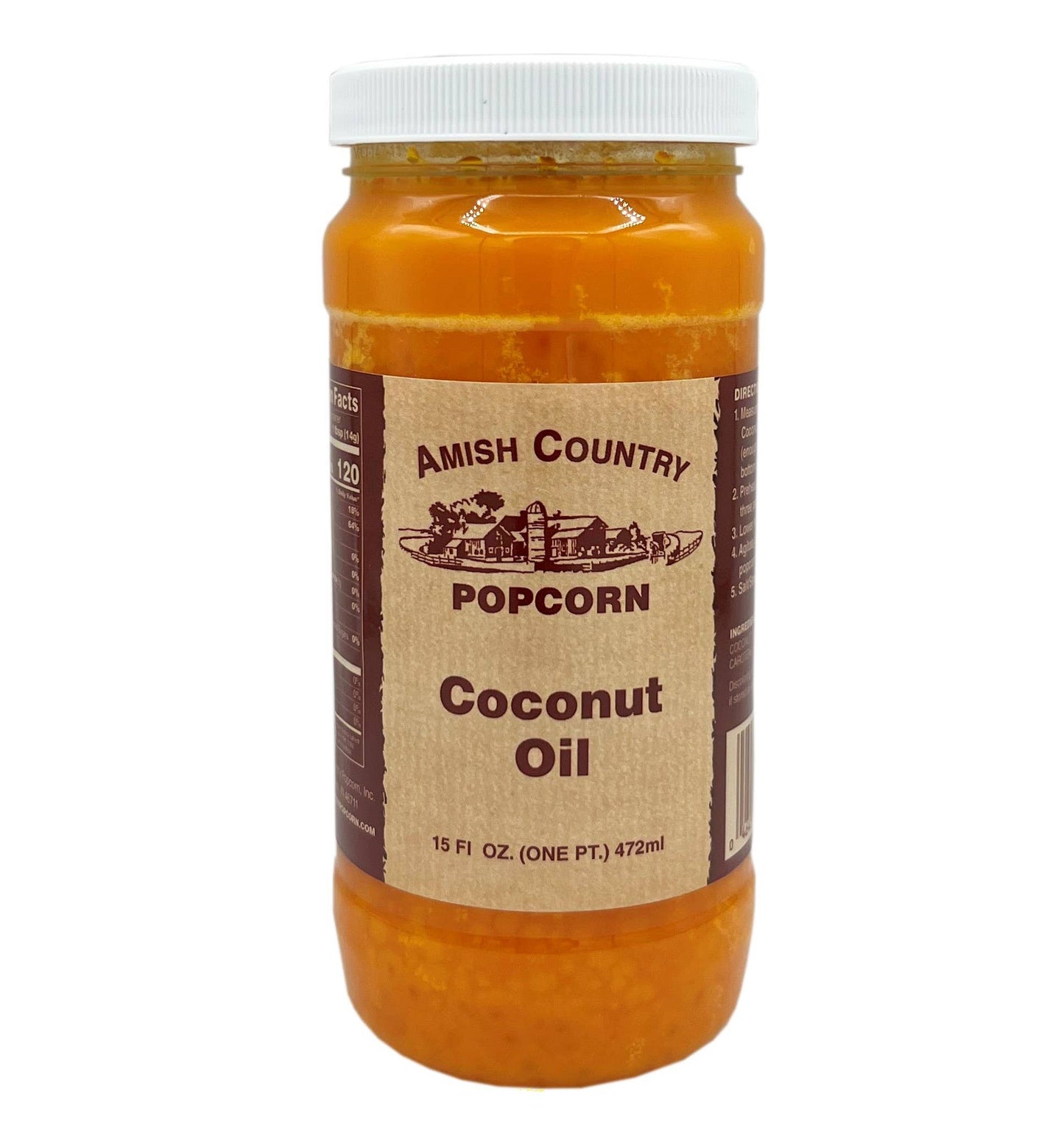 Amish Country Popcorn Coconut Oil, 15oz Jar