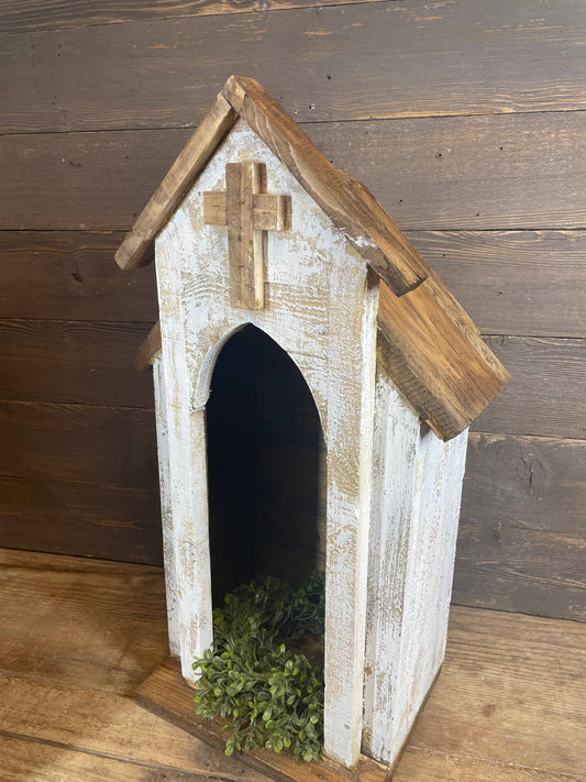 Handmade Carthage Wood Chapel: White
