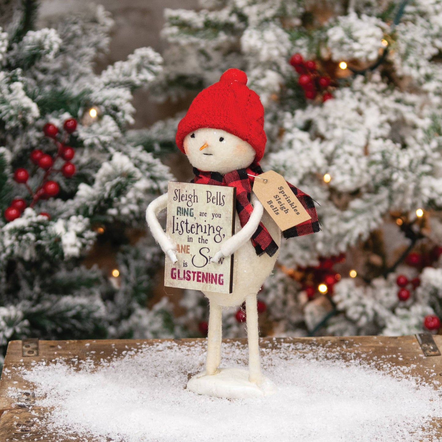Sprinkles Sleigh Bells Standing Snowman w/Sign