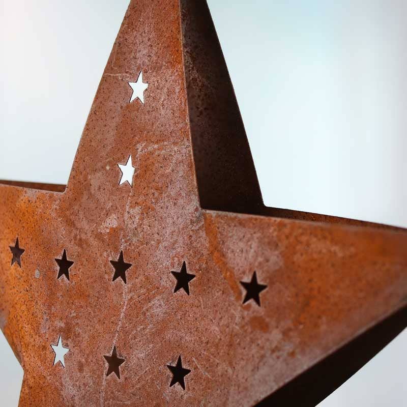 12-1/4" Primitive Rusty Tin Tree Topper