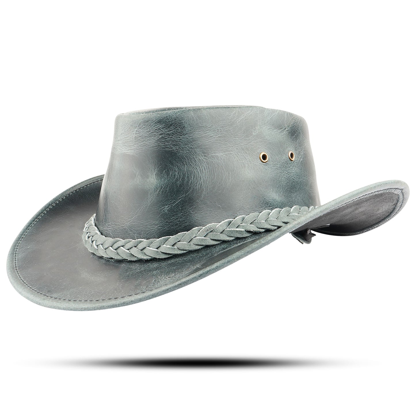 Black Western Leather Outback Cowboy Hat: Unisex, Size: XXL