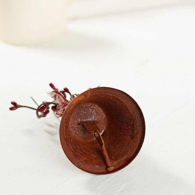 2-1/2" Pre-Decorated Rusty Tin Bell with Pip Berries
