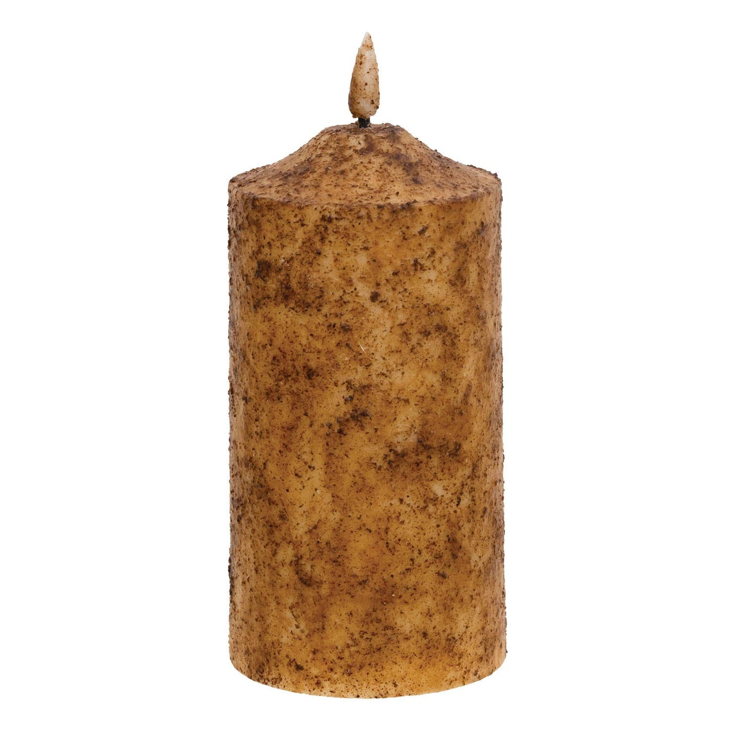 Burnt Ivory Flicker Flame Timer Cake Pillar, 6"
