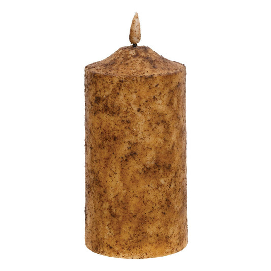 Burnt Ivory Flicker Flame Timer Cake Pillar, 6"