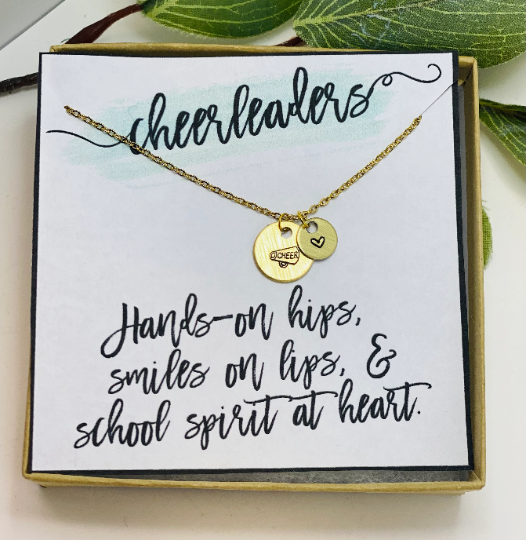 Cheer Necklace, Cheerleading Gifts: Silver/Necklace & Card Only