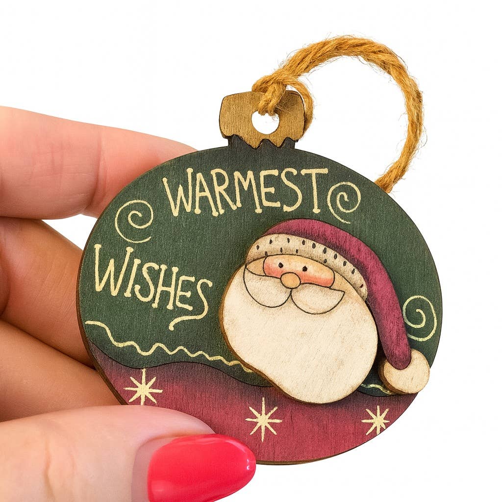 Rustic and Whimsical Wood Christmas Ornament w/ Jute Hanger