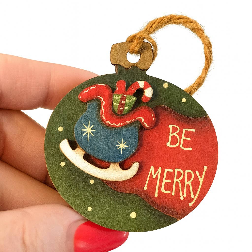 Rustic and Whimsical Wood Christmas Ornament w/ Jute Hanger