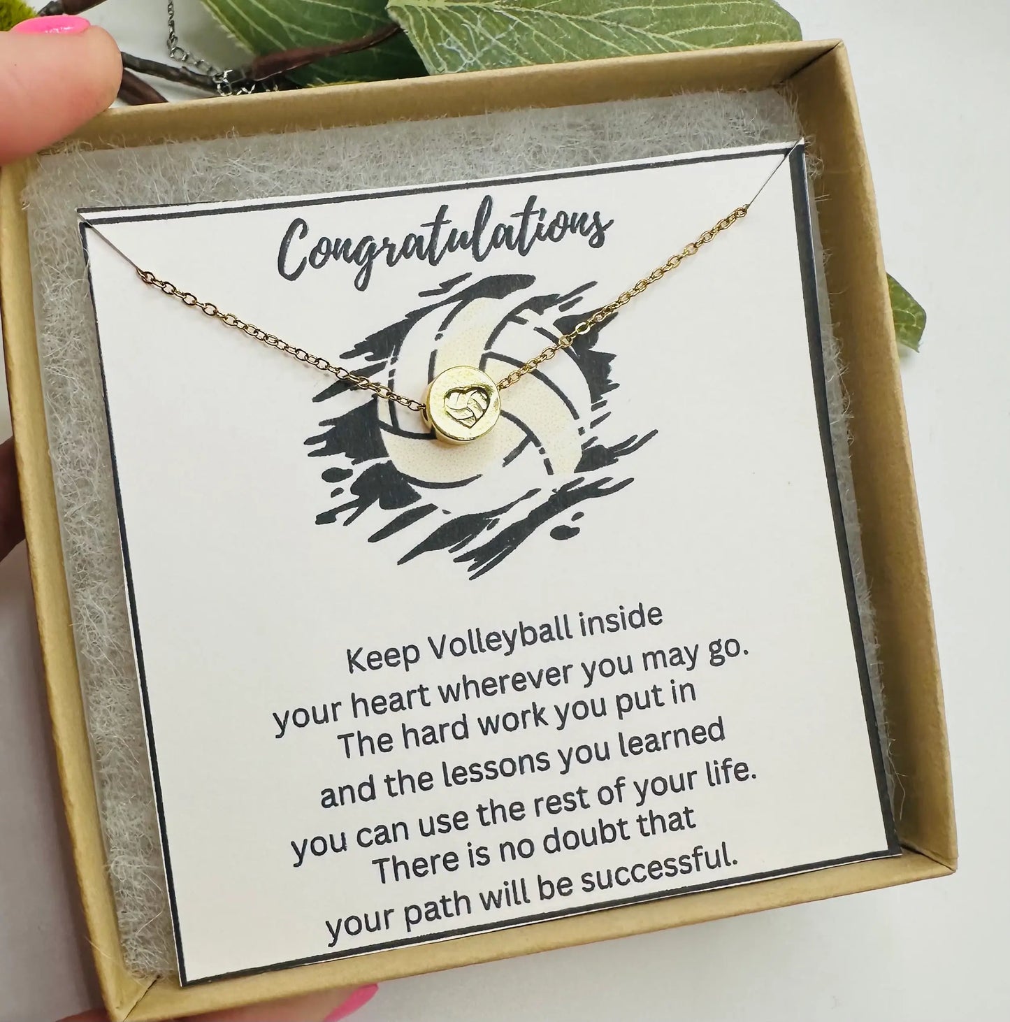Volleyball Necklace: Silver/Necklace & Card Only