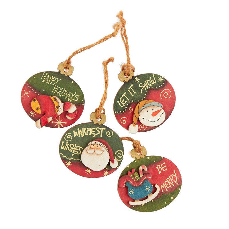 Rustic and Whimsical Wood Christmas Ornament w/ Jute Hanger