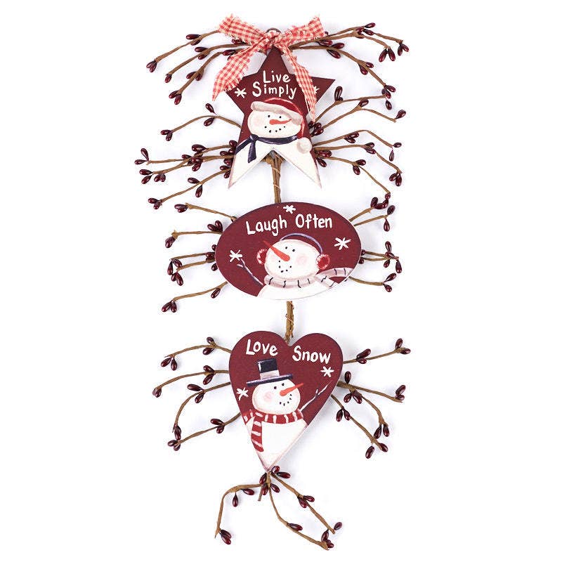 Snowmen and Pip Berry Live, Laugh Love Christmas Decorations