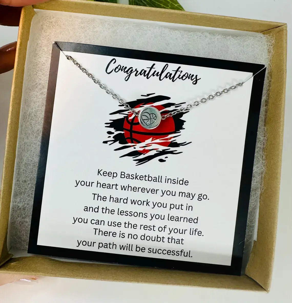 Basketball Necklace: Silver