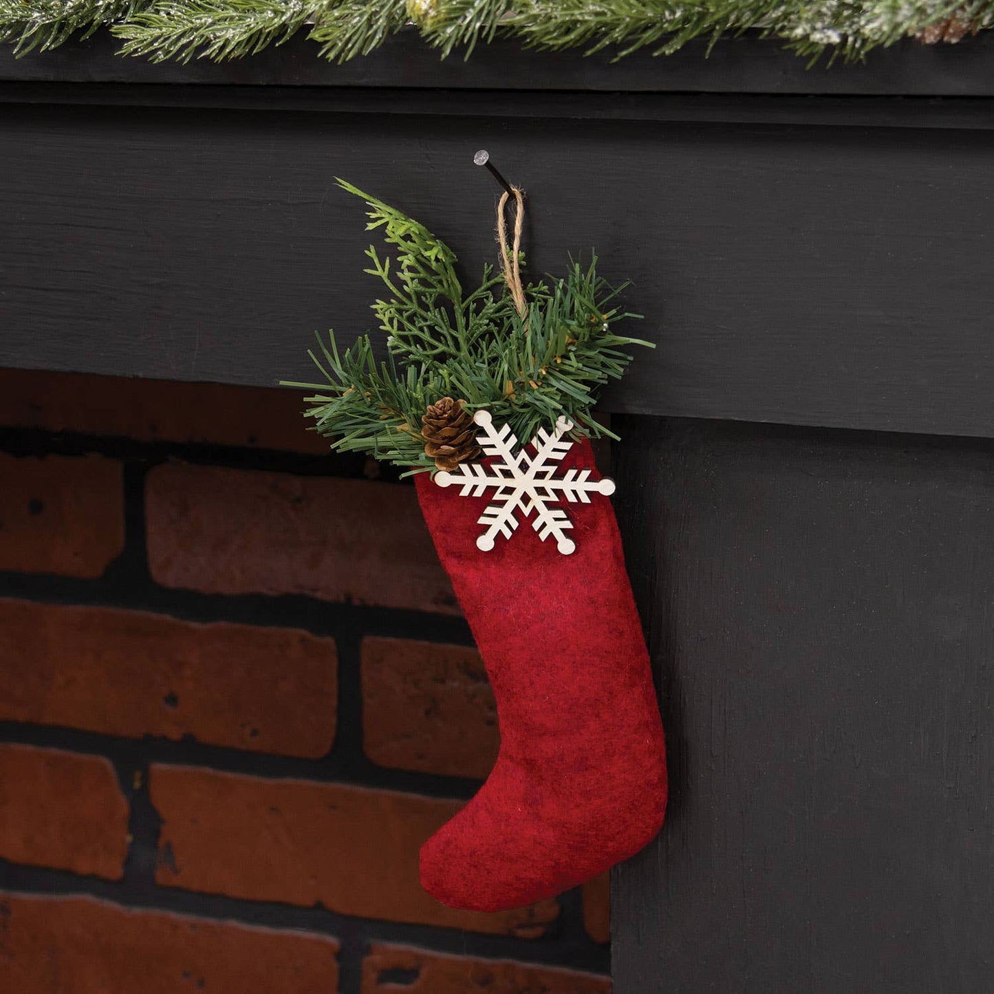 Hanging Winter Greens Snowflake Stocking
