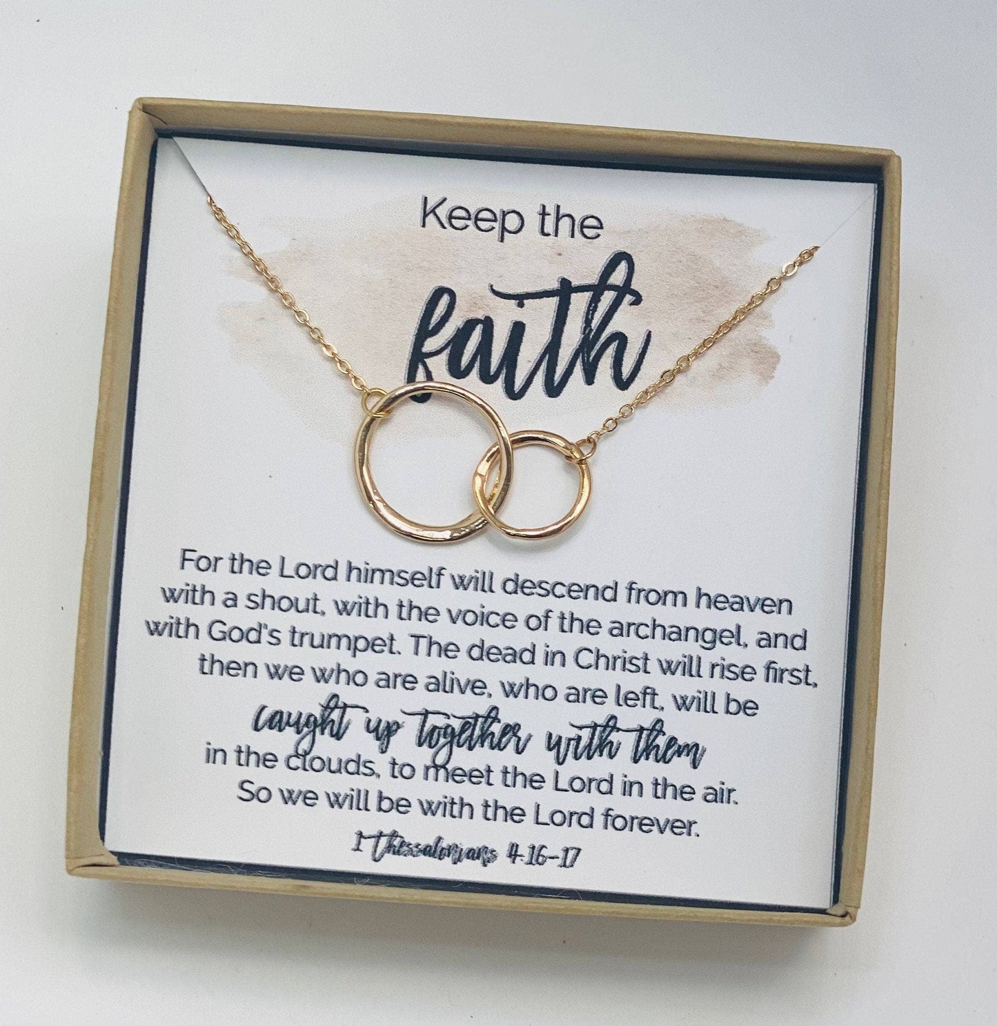 Keep the faith, Circle necklace, Christian card: Silver/Necklace & Card Only