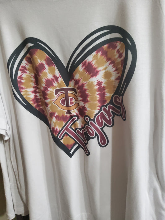 California Trojans Tie Dye Logo Heart