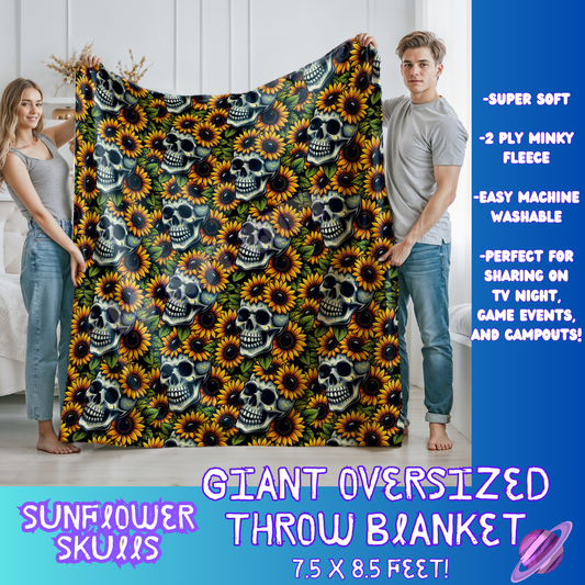 SUNFLOWER SKULL- GIANT SHAREABLE THROW BLANKETS ROUND 7 -PREORDER CLOSING 8/18
