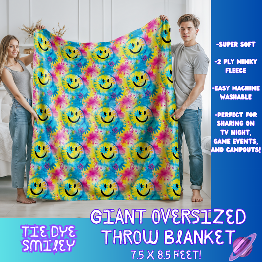 TIE DYE SMILEY- GIANT SHAREABLE THROW BLANKETS ROUND 7 -PREORDER CLOSING 8/18