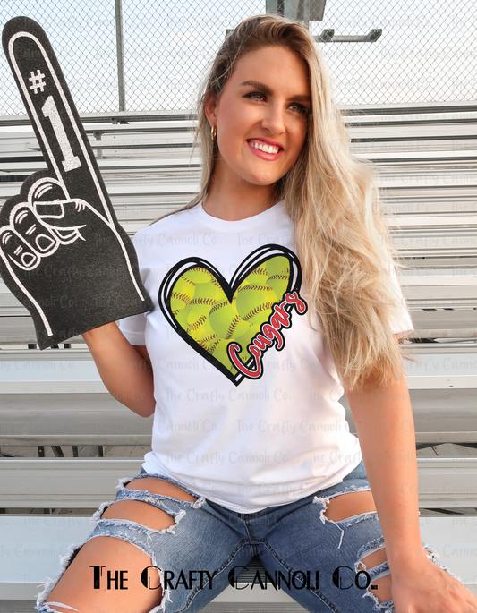 Customized Softball Heart