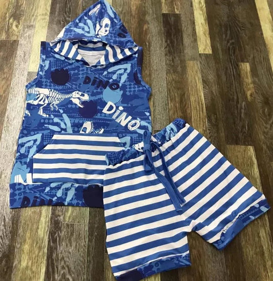 Blue Dino Short Set