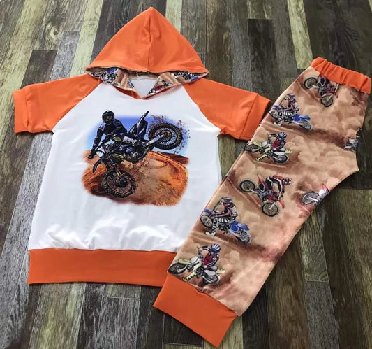 Dirt Bike Orange Hooded