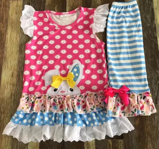 Pink Blue Dot Bunny Stripe